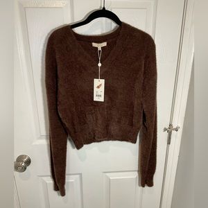 Chelsea and violet cappuccino brown fuzzy sweater!